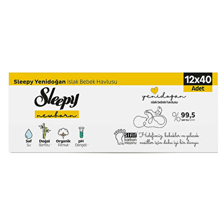 Yenidoğan Bebek Islak Mendil 12x40 Adet