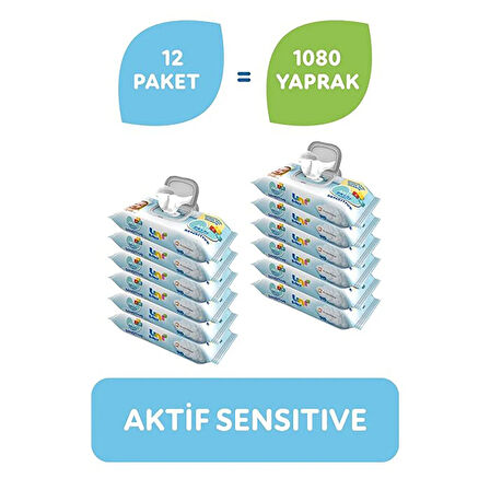Aktif Sensitiv. Islak Mendil 24+ Ay 12x90 Adet