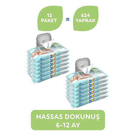 Hassas Dokunuş Bebek Islak Mendil 6-12 Ay 12x52 Adet