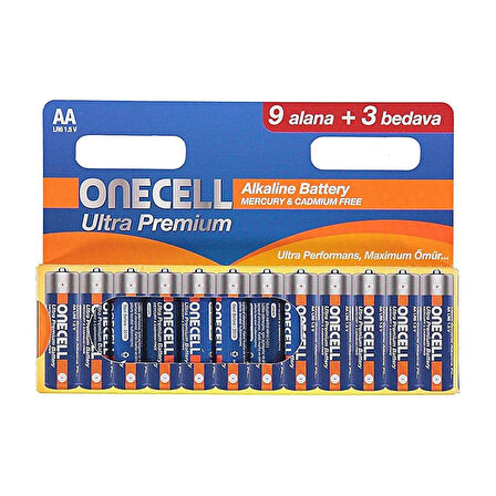 Ultra Premium Alkalin AA Boy Pil 9+3