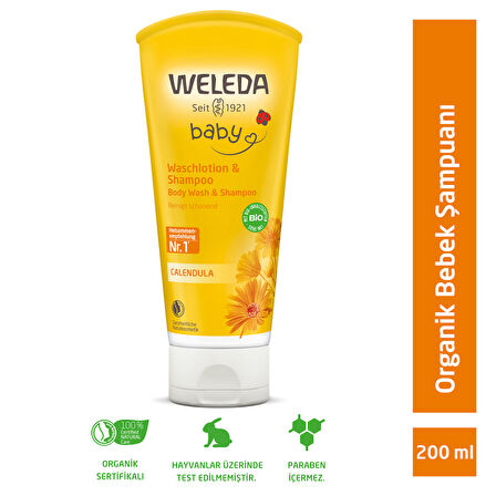 Calendula Organik Saç ve Vücut Şampuanı 200ml