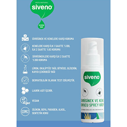 SİVENO %100 Sivrisinek ve Kene Kovucu Sprey Krem 100 ml