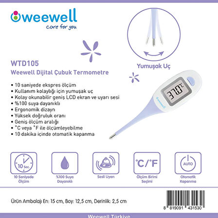 WTD105 Geniş Lcd Ekran Dijital Çubuk Ateş Ölçer