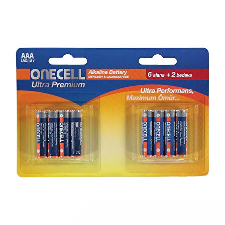 Ultra Premium Alkalin AAA Boy Pil 8li