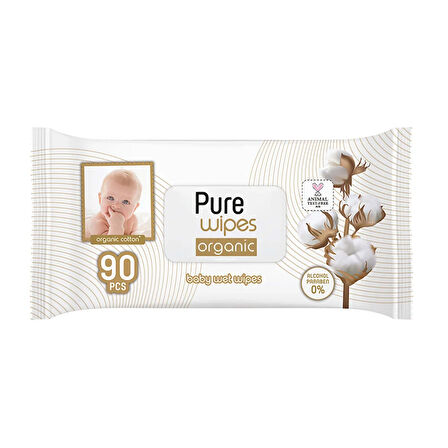 Organik Pamuklu Bebek Islak Mendil 3x90 Adet