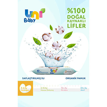 Yenidoğan Bebek Islak Mendil 0-6 Ay 3x40 Adet