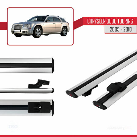 Chrysler 300C Touring 2005-2010 Arası ile Uyumlu BASIC Model Ara Atkı Tavan Barı Gri 2 Adet