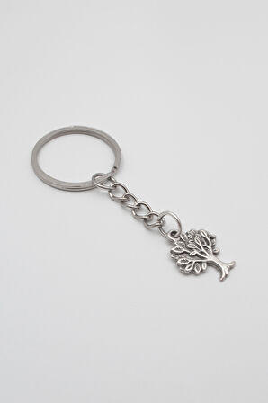 Hayat Ağacı Anahtarlık - Antik Gümüş Kaplama - Kadın Erkek