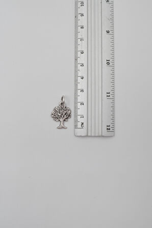 Hayat Ağacı Örme Zincir Kolye - Antik Gümüş Kaplama - Kadın Erkek - 60 cm
