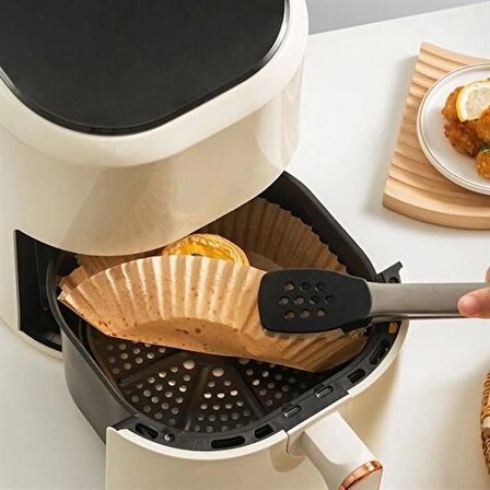 50 Adet Air Fryer Pişirme Kağıdı Tek Kullanımlık Yağ Geçirmez Yuvarlak Tabak Model PVC (1243)