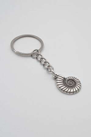 Spiral Deniz Kabuğu Anahtarlık - Antik Gümüş Kaplama - Kadın Erkek