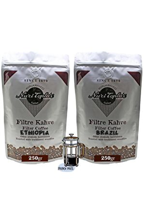 Nuri Toplar Filtre Kahveleri Ethiopia Ve Brazil Yöresel Paket 2x250 Gram
