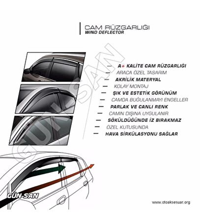 Volkswagen Caddy 2021 Cam Rüzgarlığı  2li