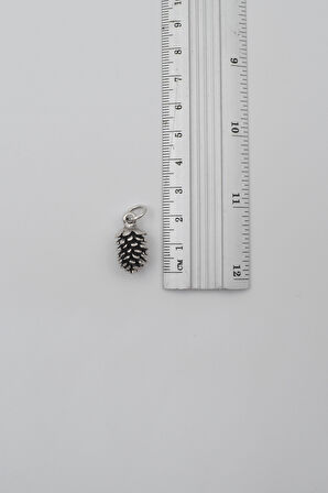 Çam Kozalağı Düz Ezme Zincir Kolye - Antik Gümüş Kaplama - Kadın Erkek - 60 cm