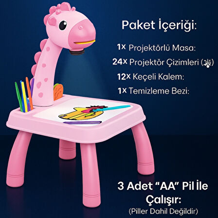 QASUL Çocuklar İçin Akıllı Zürafa Çizim Projektör Masası