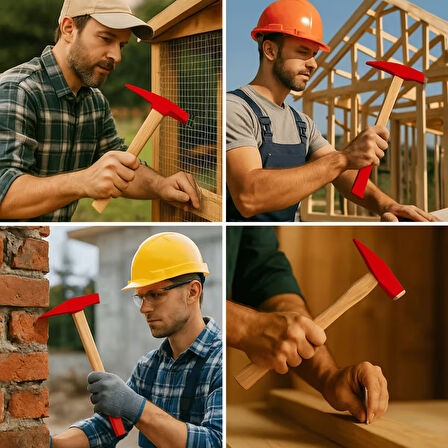 Beylini 500 Profesyonel Ahşap Saplı Çift Taraf Çekiç Çelik Baş Ergonomik Çivi Çakma Ince Işçilik Dayanıklı