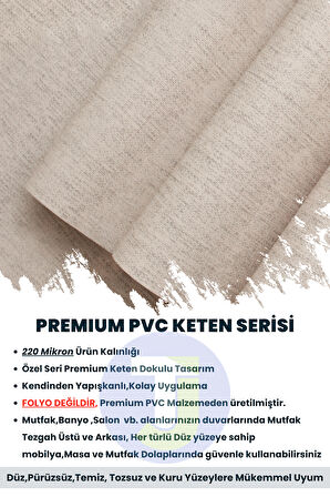 Technojet Kendinden Yapışkanlı Dokulu Keten Görünümlü Mutfak Salon Duvar Dolap Masa Kaplama 60X500cm