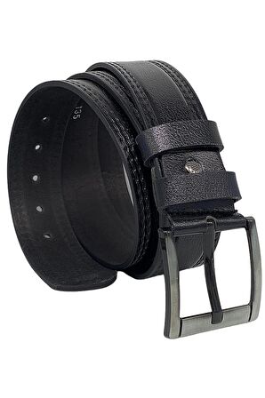 Siyah Hakiki Deri Desenli Model 4.5 cm.lik Spor Kot Kemer - 500-28