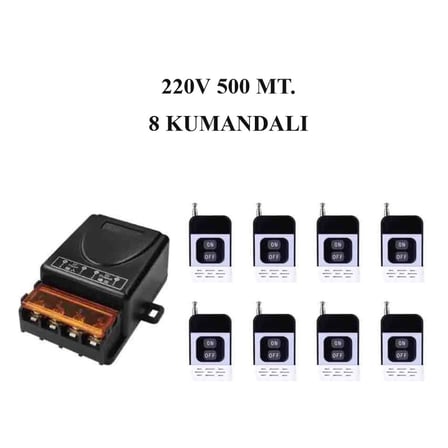 Lavat 500 Metre Mesafeli AC 220V 30A 8 Kumandalı Röle Kutusu 433 MHz Radyo Frekanslı
