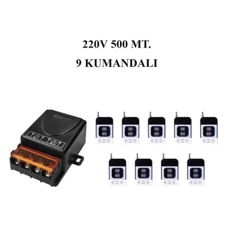 Lavat 500 Metre Mesafeli AC 220V 30A 9 Kumandalı Röle Kutusu 433 MHz Radyo Frekanslı