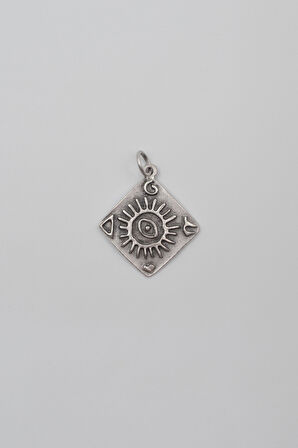 Güneş ve Göz Sembollü Anahtarlık - Antik Gümüş Kaplama - Kadın Erkek