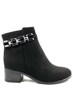 325035 Siyah 5 Cm Fermuarlı Kadın Bot