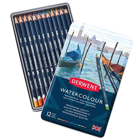 Derwent Watercolour Pencil Sulu Boya Kalemi Seti 12li Teneke Kutu