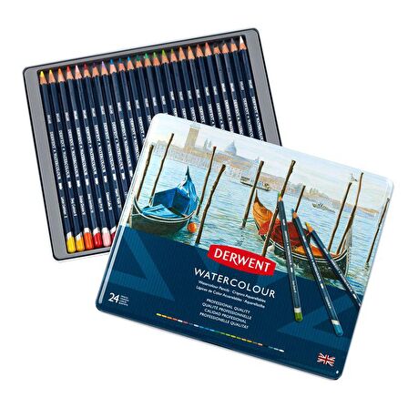 Derwent Watercolour 6,9 mm Sulandırılabilir Kuru Boya 24'lü Teneke Kutu 32883