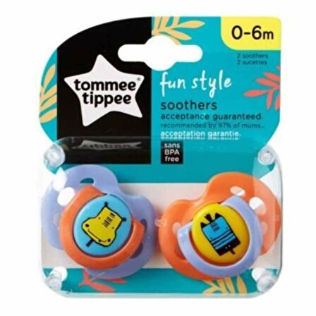 Tommee Tippee Fun Style Ortodontik Emzik 2'li 0-6 Ay