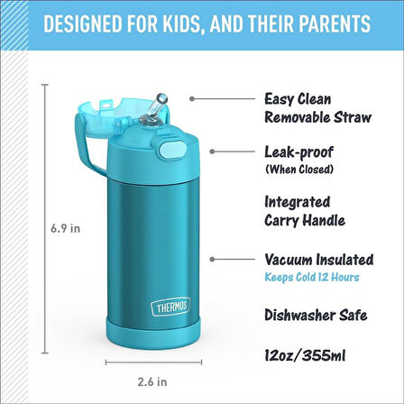 Thermos F401 Funtainer SS Çocuk Pipetli Termos 0,355 Lt Teal