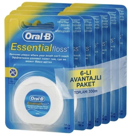 Oral-B Essential Floss Mumsuz Diş İpi 50 M x 6 Paket