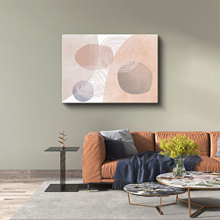 Pastel Tonlarda Soyut Geometrik Desen Kanvas Tablo