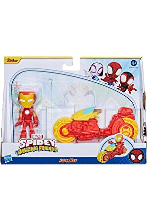 Spider And His Amazing Friends Motorsiklet ve Figür Iron Man  F6777 F9346