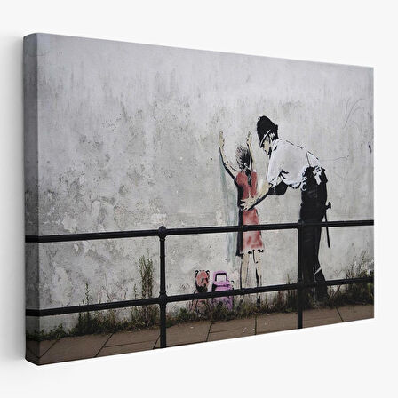 Bansky'nin Küçük Kız Çocuğunu Arayan Polis İsimli Çalışması Kanvas Tablo-5010