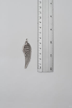 Melek Kanadı Düz Ezme Zincir Kolye - Antik Gümüş Kaplama - Kadın Erkek - 60 cm