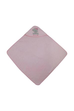 %100 Pamuk Tiny Tatty Teddy Aplikeli Pembe Kundak Bebek Havlusu 100x100cm