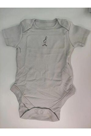 Bebek %100 Pamuk Baskılı Gri-beyaz Kısa Kollu 7'li Bodysuit