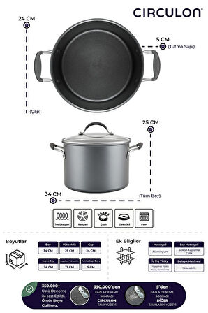 Circulon 24 Cm Kapaklı XL Derin Tencere