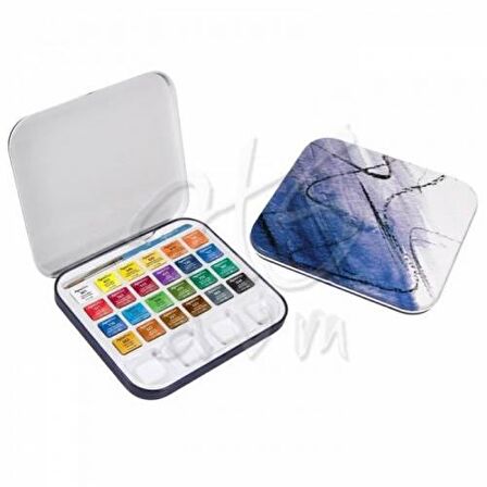 Daler Rowney Aquafine Sulu Boya Travel Set Yarım Tablet 24lü