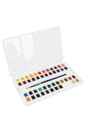 Daler Rowney Aquafine Studio Plastik Kutu Set 48'li Yarım Boy Sulu Boya