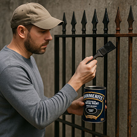 Hammerite Astarsız Boyasız Paslı Yüzey Metal Boyası Döküm Taş Siyah 0,75 L