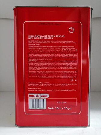 SHELL RİMULA R2 EXTRA 20W-50 16 Litre