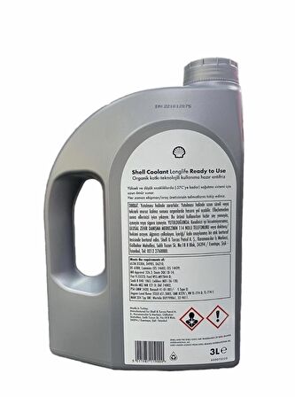 Shell Coolant Longlife RTU Organik Kırmızı Antifriz -37 Derece 3lt ( Üretim Yılı :2023)