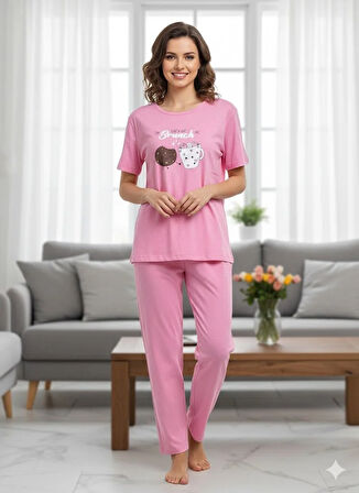 KADIN KISA KOL PİJAMA TAKIM