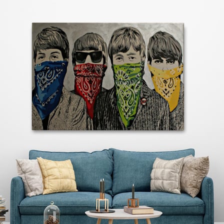 Bansky'nin Bandanalı Beatles Çocuklar İsimli Çalışması Kanvas Tablo-5011