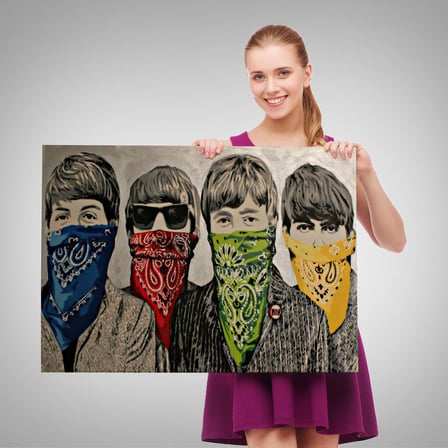 Bansky'nin Bandanalı Beatles Çocuklar İsimli Çalışması Kanvas Tablo-5011