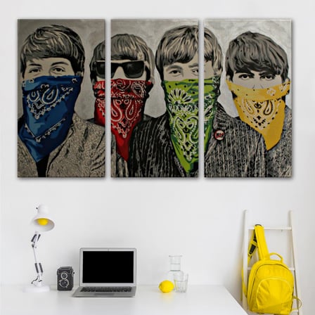 Bansky'nin Bandanalı Beatles Çocuklar İsimli Çalışması Kanvas Tablo-5011