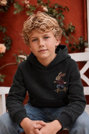 Erkek Çocuk Kapüşonlu Baskılı Sweatshirt – Kanguru Cepli Günlük Hoodie