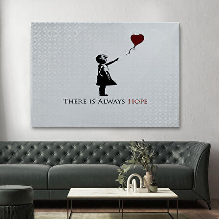 Banksy Kırmızı Balonlu Kızın'ın Her Zaman Umut Vardır Yazılı Tablosu-5012