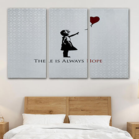 Banksy Kırmızı Balonlu Kızın'ın Her Zaman Umut Vardır Yazılı Tablosu-5012